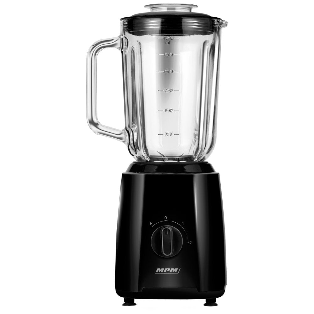 MPM Blender met Glazen Kan 1,5 Liter en RVS Messen - Puls-functie - 750W - Zwart