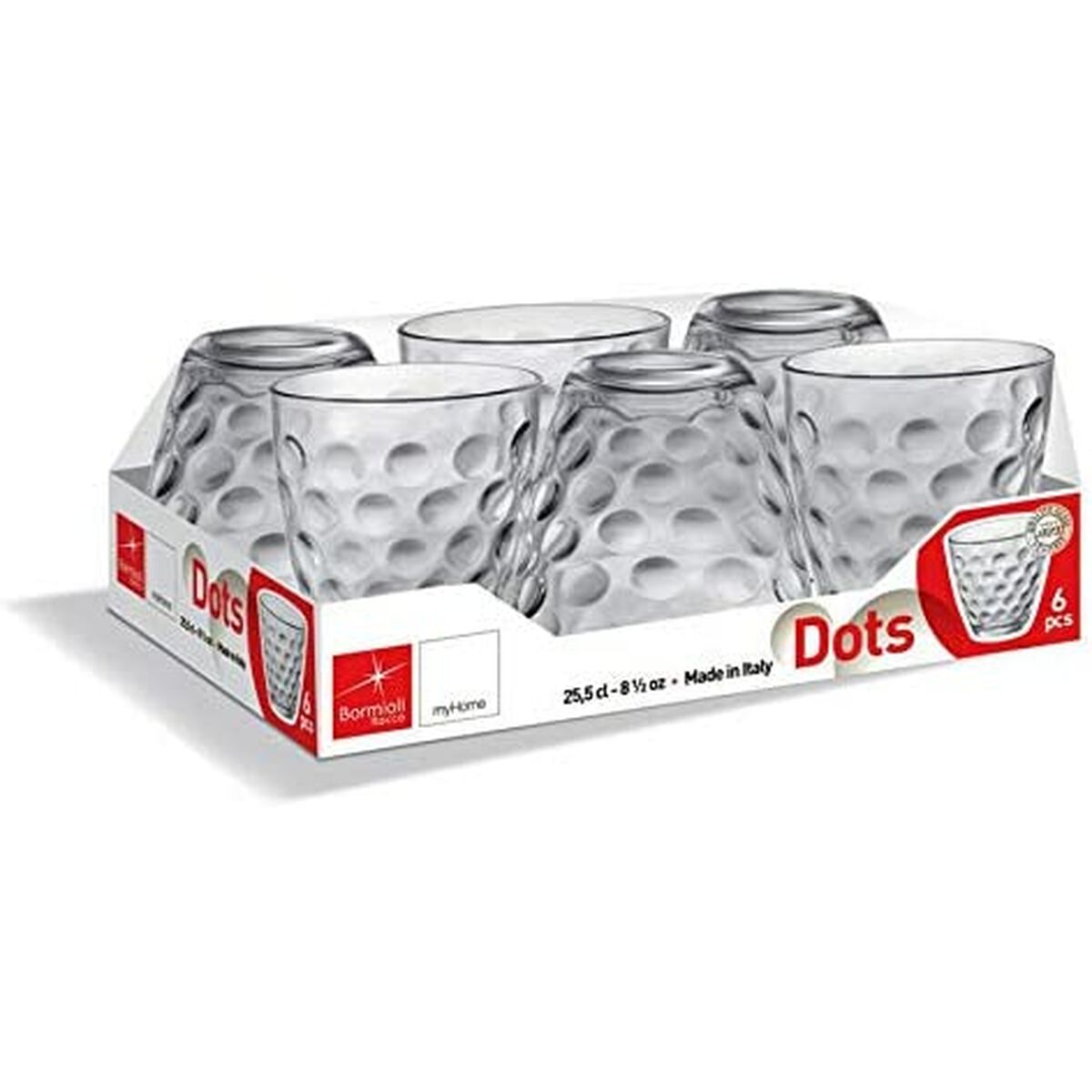 Bormioli Rocco Dots Waterglazen - 250ml - 6 Stuks.