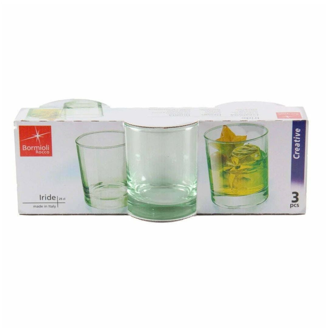 Bormioli Rocco Iride Waterglazen - Groen - 255ml - 3 Stuks.