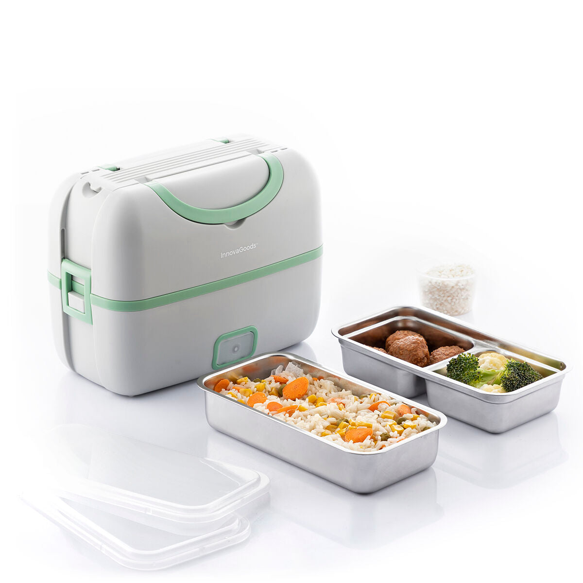 InnovaGoods Elektrische Stoomlunchbox - 2 Compartimenten.